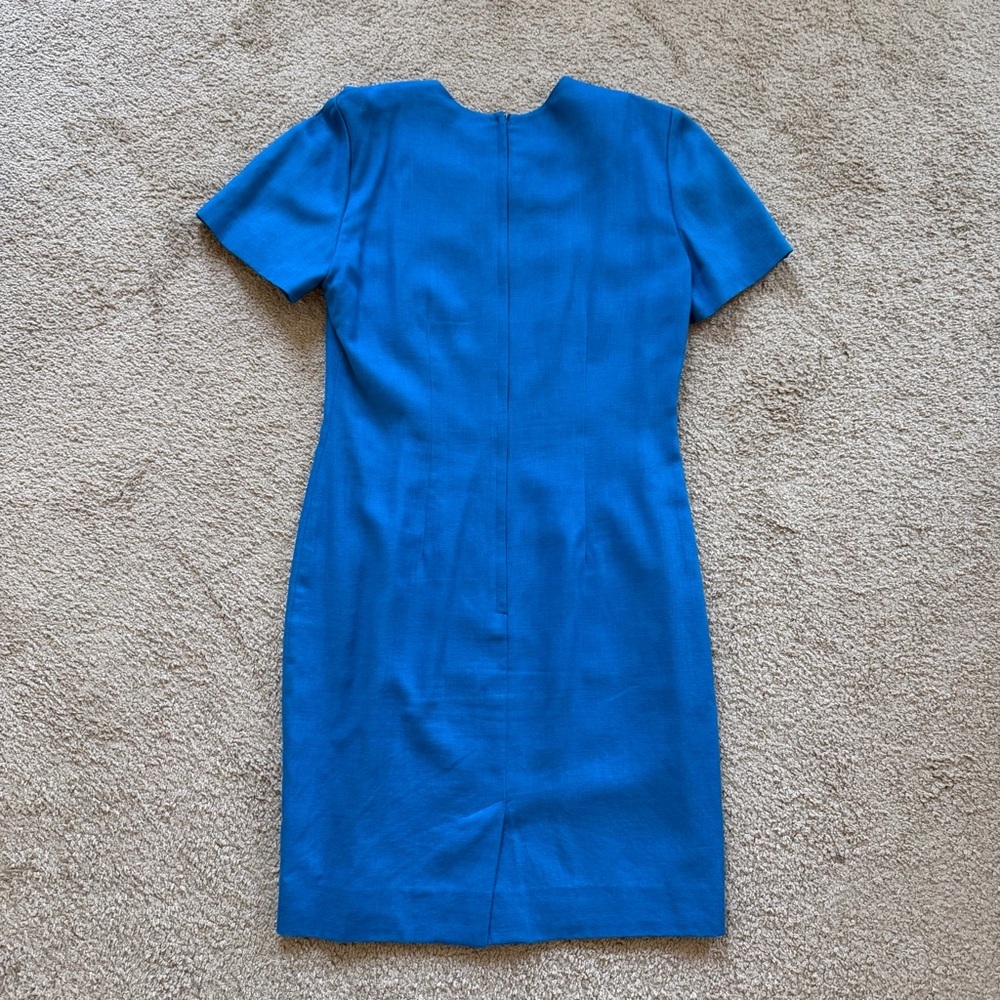 VTG ~ 1970s ~ Royal Blue Sheath Dress ~ Business Casual ~ Midi ~ Size 8 - Picture 2 of 5